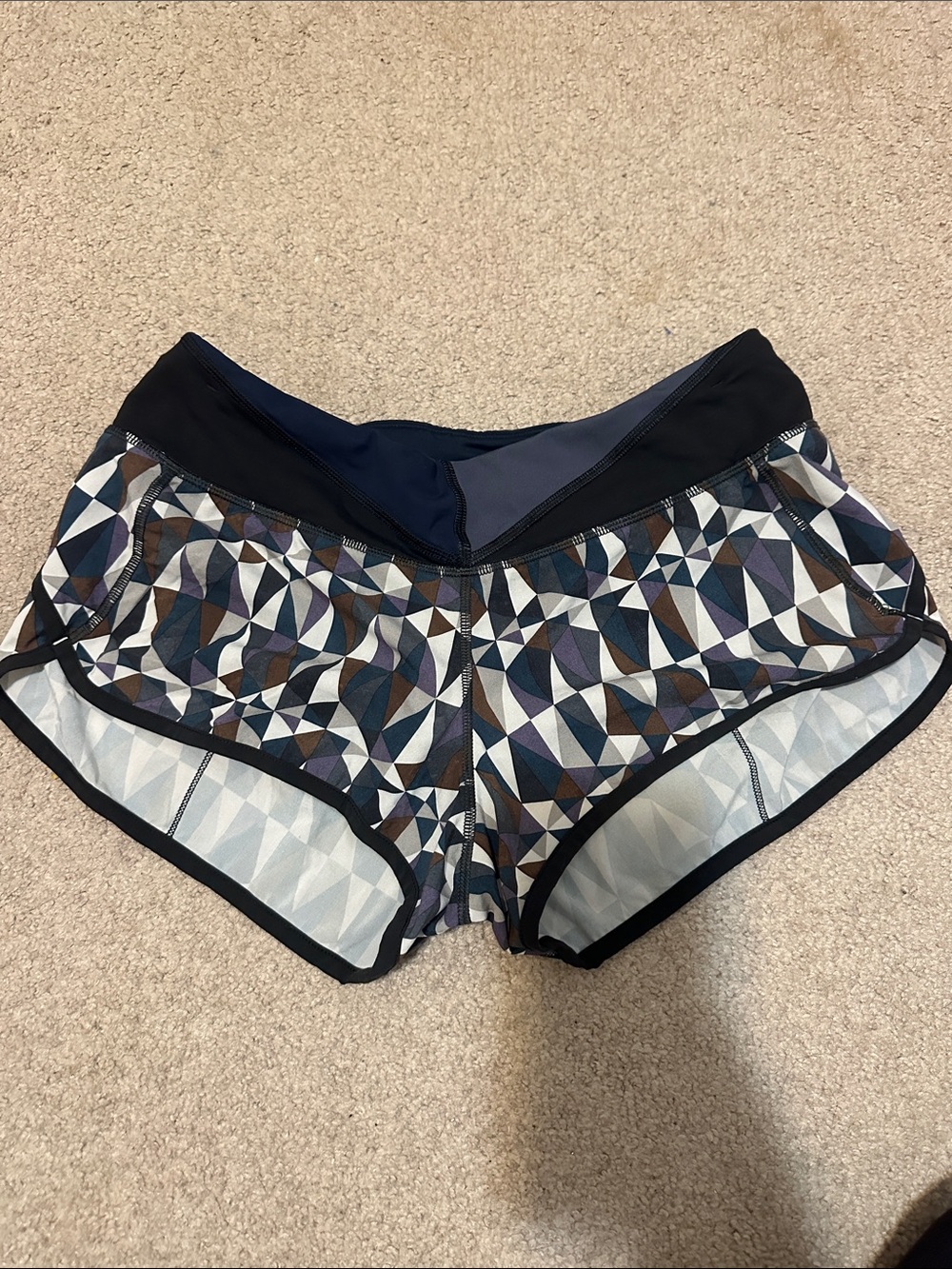 Women’s Lululemon Geometric Print Athletic Shorts - Blue/Brown